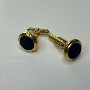 Krementz 💛 Vintage Gold & Black Cufflinks Men's Formalwear Accessory Signed